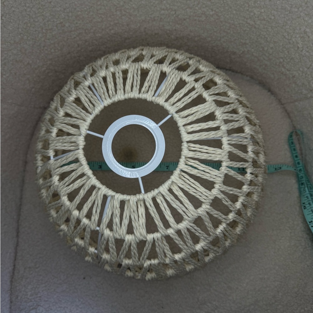 NWOT - Rope Weave Hanging Lamp Shade Bohemian Rustic Light Fixture Cream Rattan - Picture 9 of 9